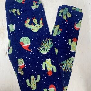Christmas holiday cactus leggings by Lularoe.